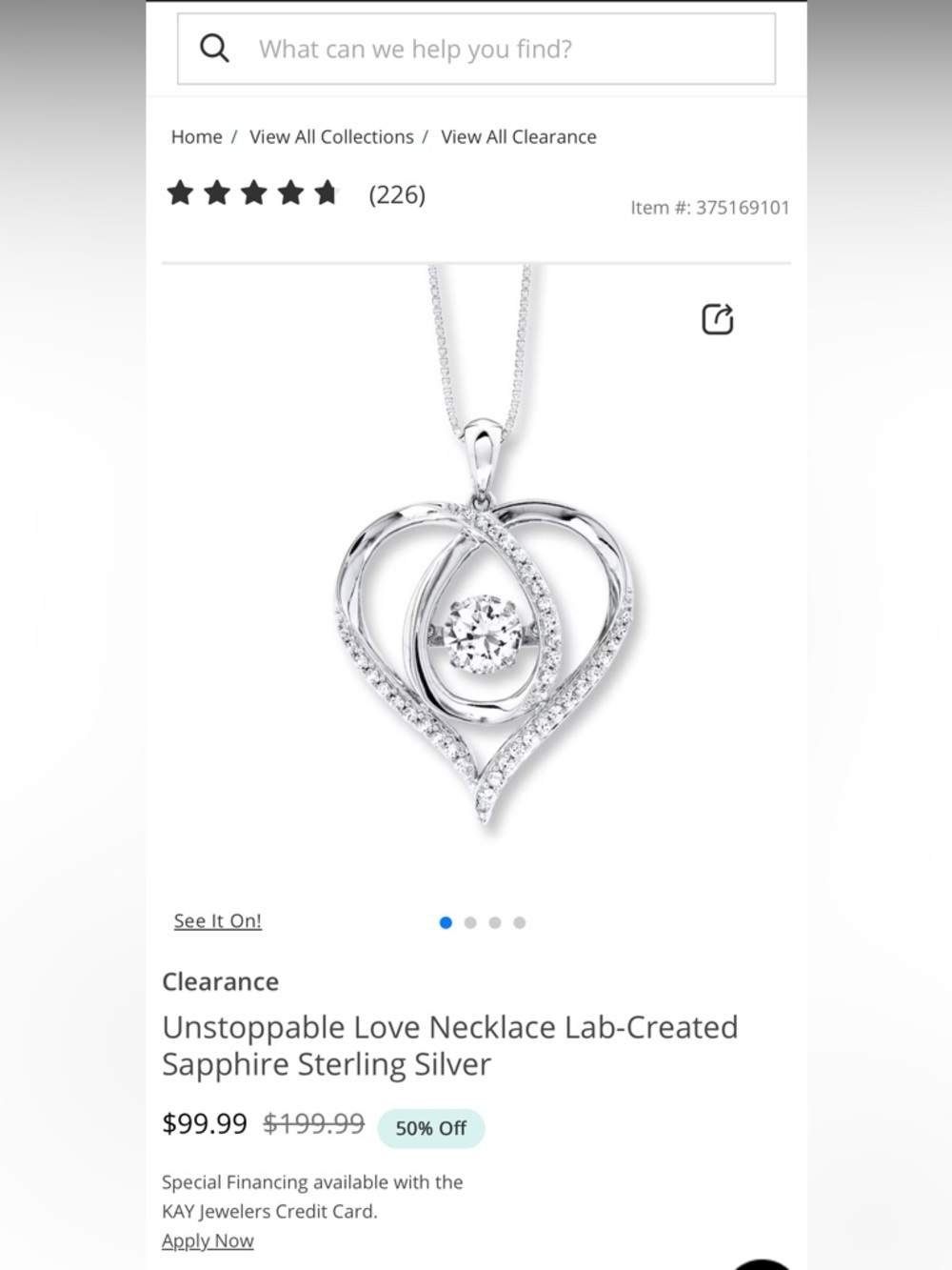 Unstoppable Love by Kay Jewelers Heart Necklace in Sterling Silver